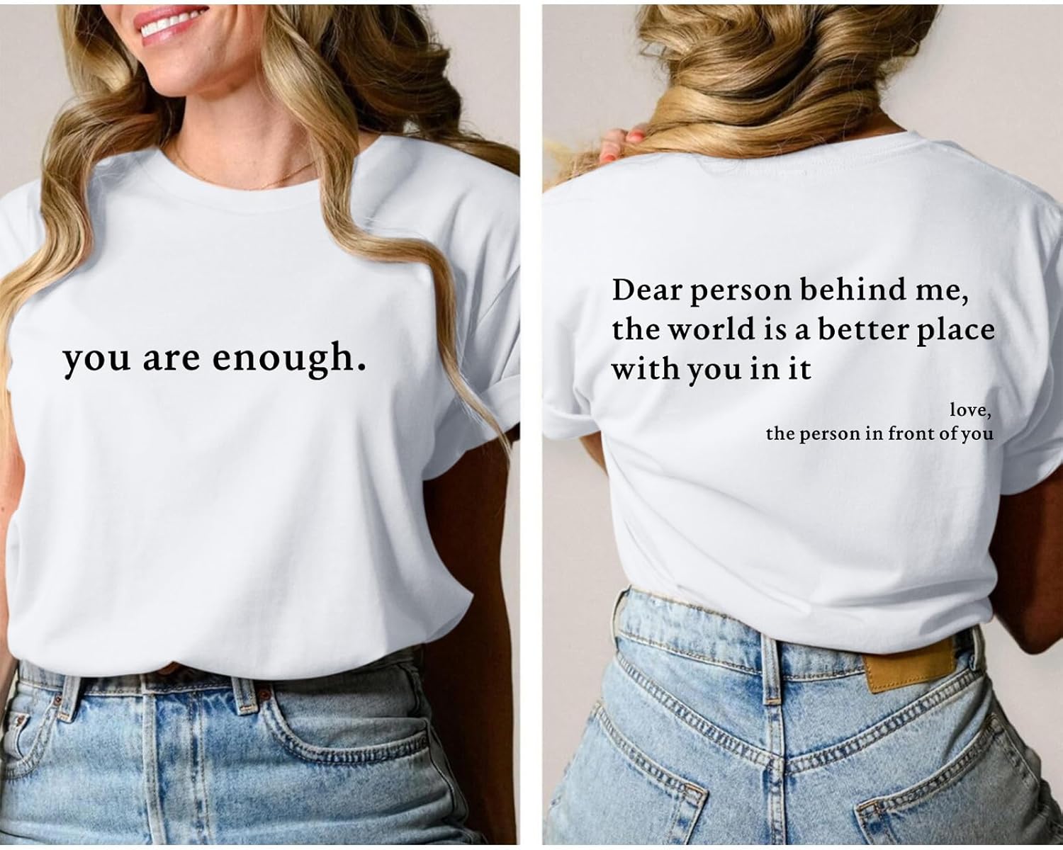 Dear Person Behind Me Shirt You are Enough Mental Health T Shirt Inspirational Shirts for Women Positive Tees Tops - Image 4