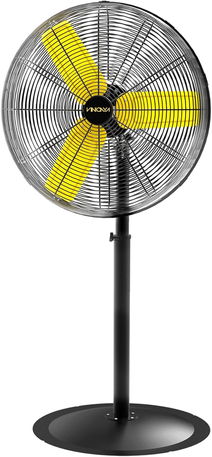 24 Inch Commercial Industrial Pedestal Fan, 7800 CFM Oscillating Fans on Stand Heavy Duty with 3 Speed, Metal Stand up Fans with Poweful Motor, Commercial, Industrial Use, UL Safety Listed