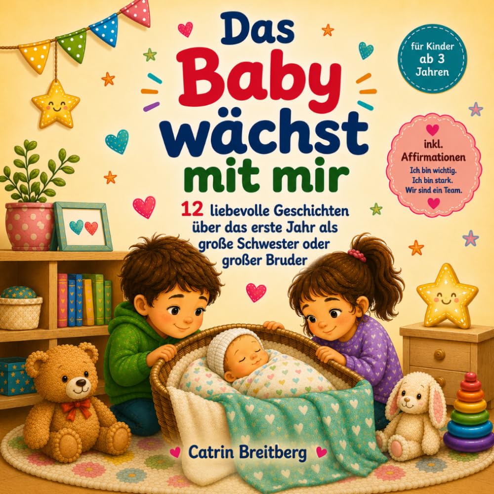 Das Baby wächst mit mir: 12 liebevolle Geschichten über das erste Jahr als große Schwester oder großer Bruder für Kinder ab 3 Jahren inkl. Affirmationen