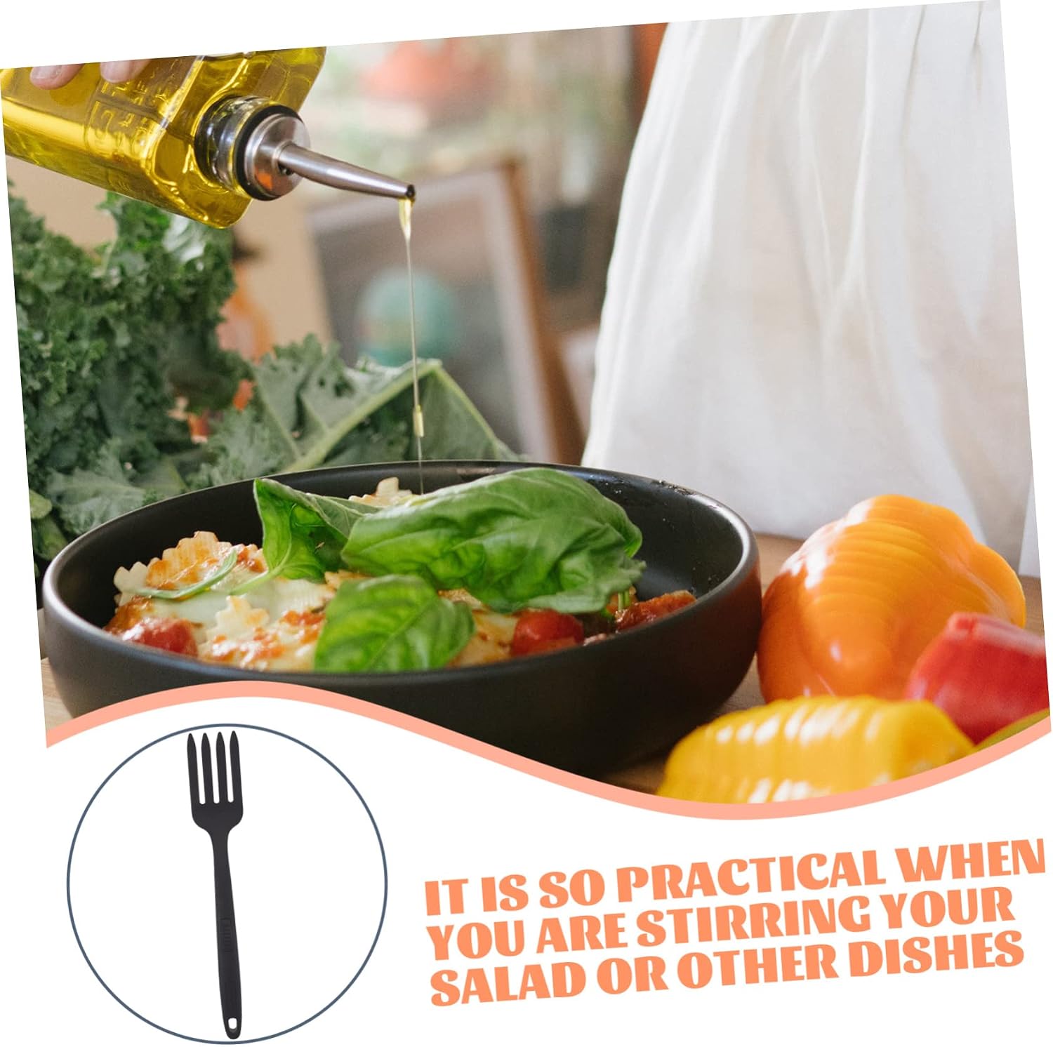 VALICLUD Silicone Cooking Fork Set Multi-Function Noodle and Pasta Fork Nonstick Ergonomic Wear-Resistant Kitchen Utensil for Cooking and Serving