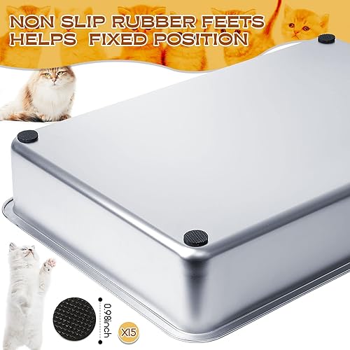 Miniatura 3 de Suclain 2 cajas de arena de acero inoxidable a prueba de óxido, caja de arena de metal inoxidable para gatos, caja de arena pequeña con control de