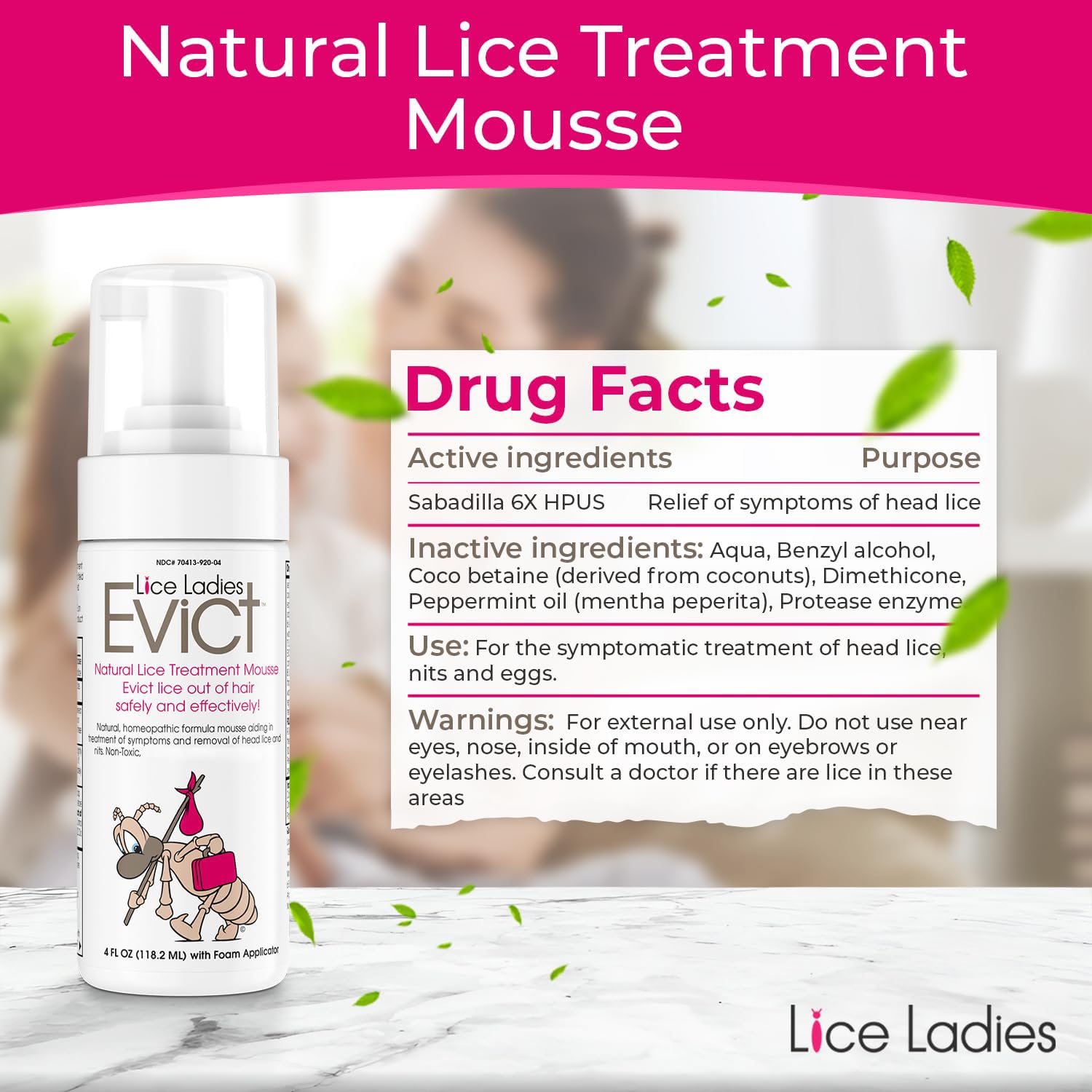 All-in-One Kids Lice Treatment Kit – Complete 5pc Natural Lice Removal System - Eggs, Nits & Lice Clear - Include Mousse, Shampoo, Conditioner, Spray & Metal Nit Comb, Non-Toxic & Safe