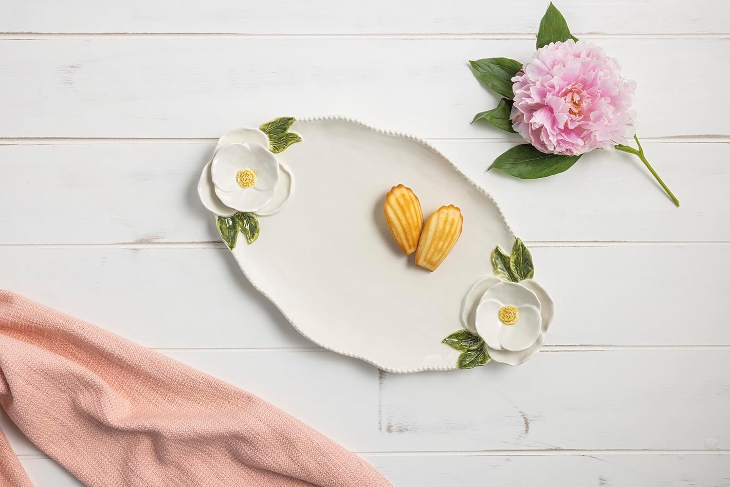 Mud Pie Stoneware Figural Flower Platter