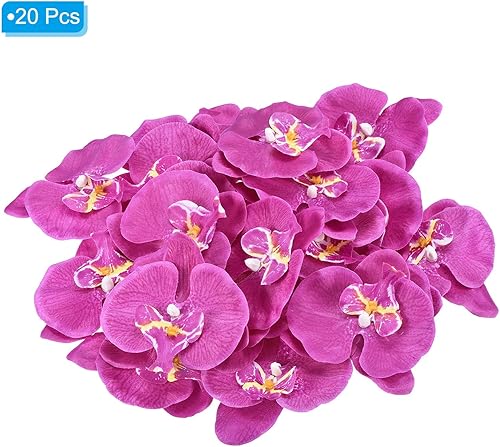 Miniatura 3 de PATIKIL Cabezas de orquídeas artificiales de 3.5 pulgadas, paquete de 20 cabezas de orquídea mariposa falsa de seda Phalaenopsis para decoración de