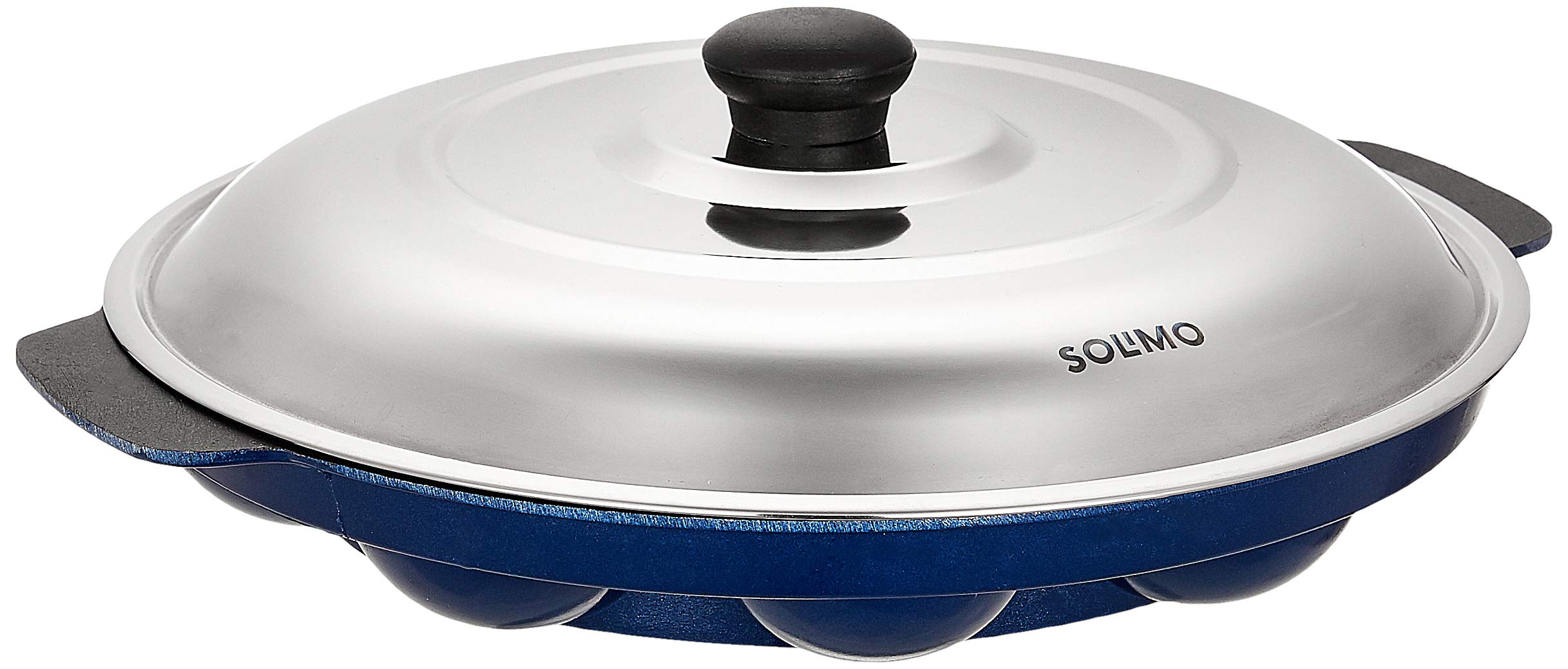 Amazon Brand - Solimo Non-Stick 12 Cavity Appam Patra with Stainless Steel Lid