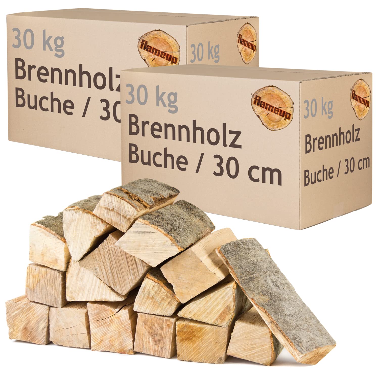 Legna da Ardere 60 kg Per Stufa e Camino Braciere Griglia Cestello per il Fuoco Ceppi 30 cm Flameup