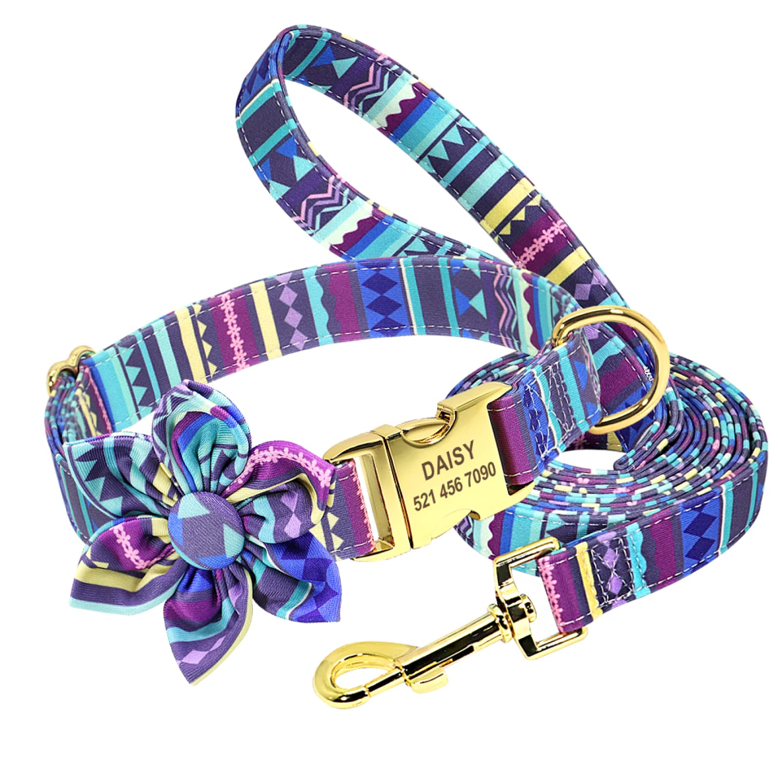 Accessori Per Cani Set Di Guinzagli Per Collare Collare Per Cani In Nylon Stampato Personalizzato Guinzaglio Da Passeggio Collare Con Targhetta Identificativa Per Animali Domestici Per Cani Di