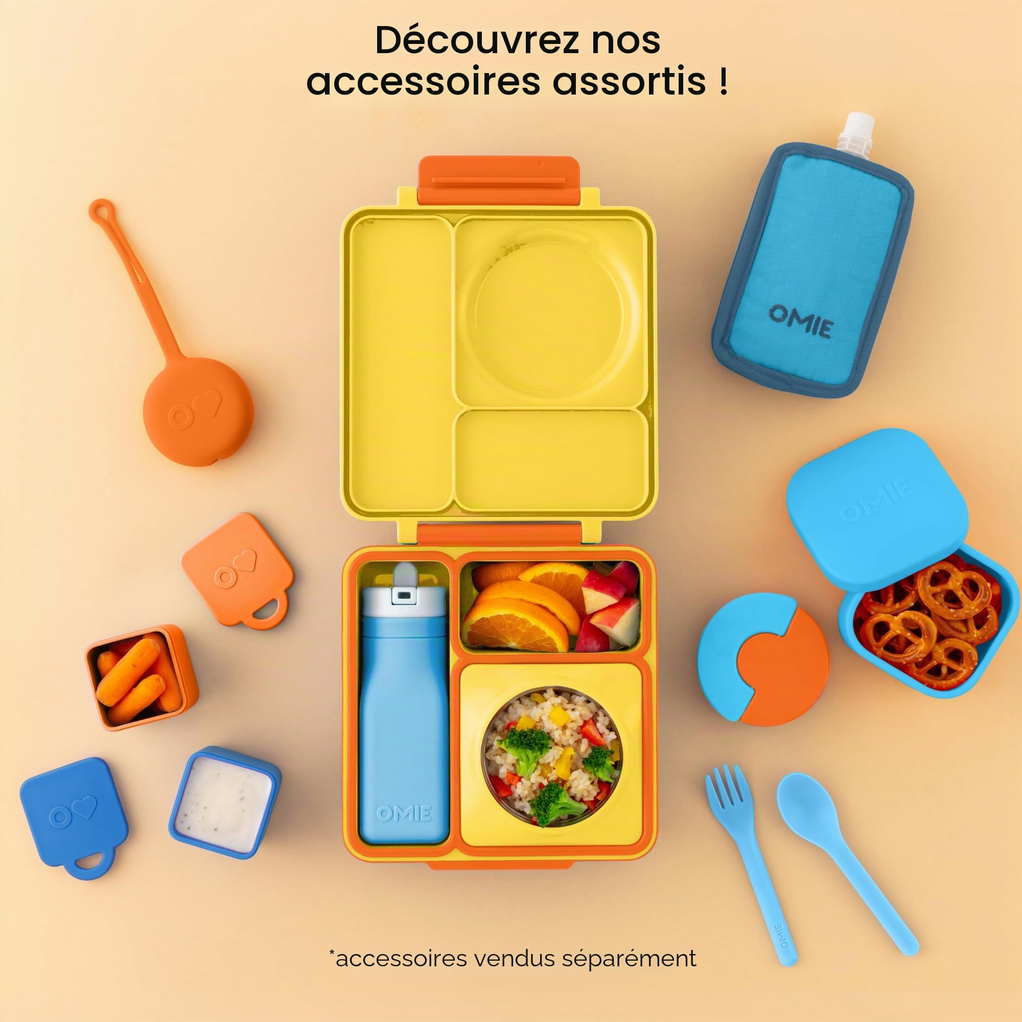 Omie 66FC09 Box Boîte à déjeuner Bento pour enfants, plastique, soleil