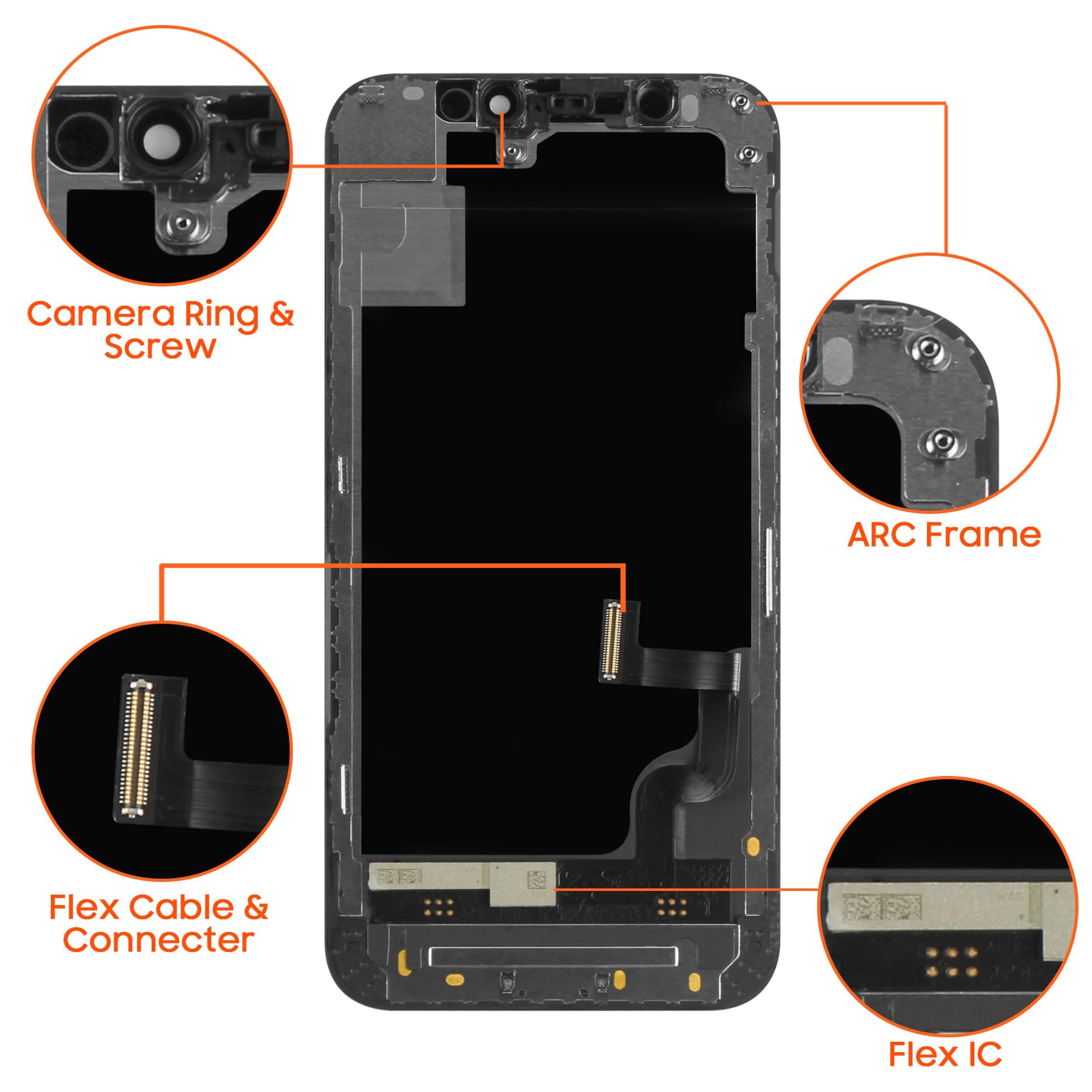 Schermo LCD Touch Screen Per IPhone 12 Mini 5.4 Pollici - Ricambio Digitalizzatore COF Nero
