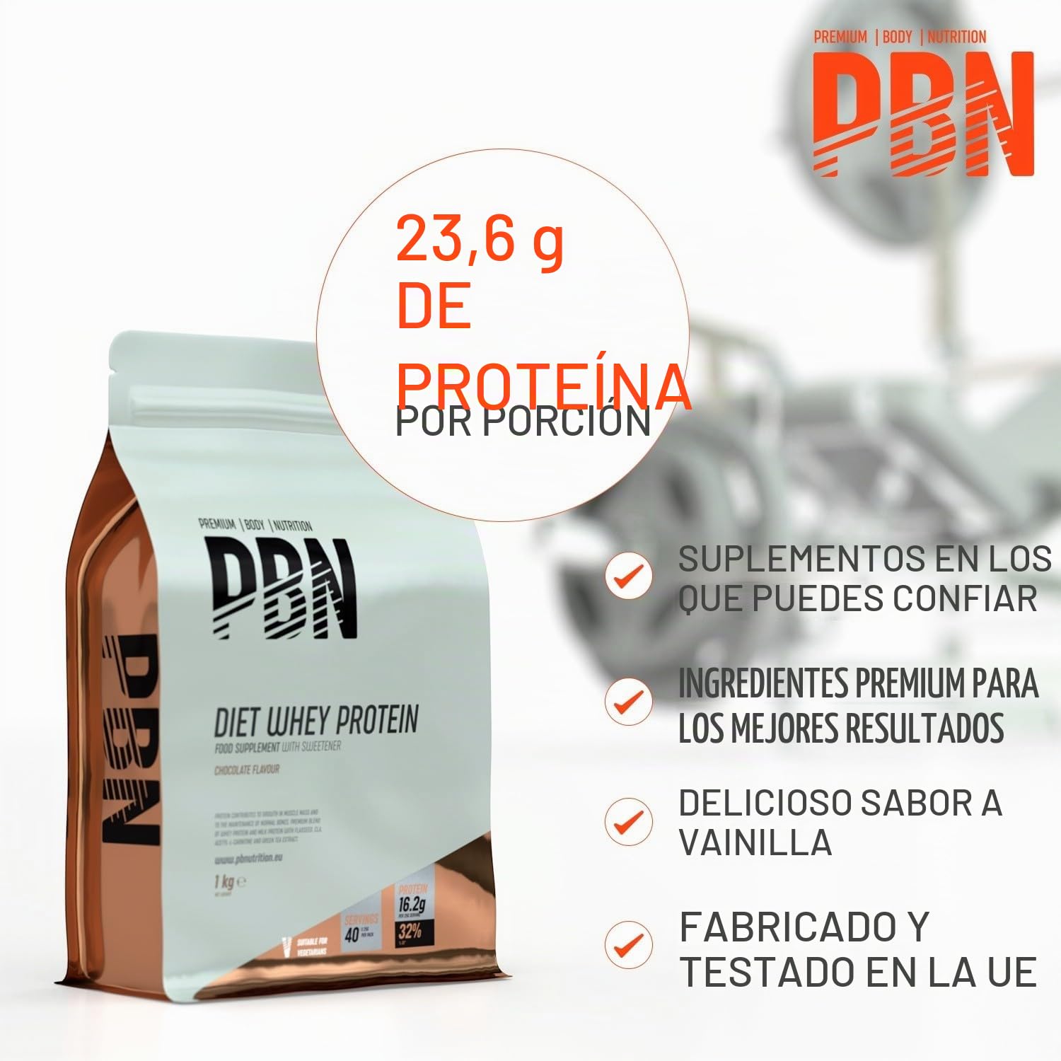 Premium Body Nutrition - Paquete de proteína de suero de LECHE light, 1 kg, Sabor Vainilla