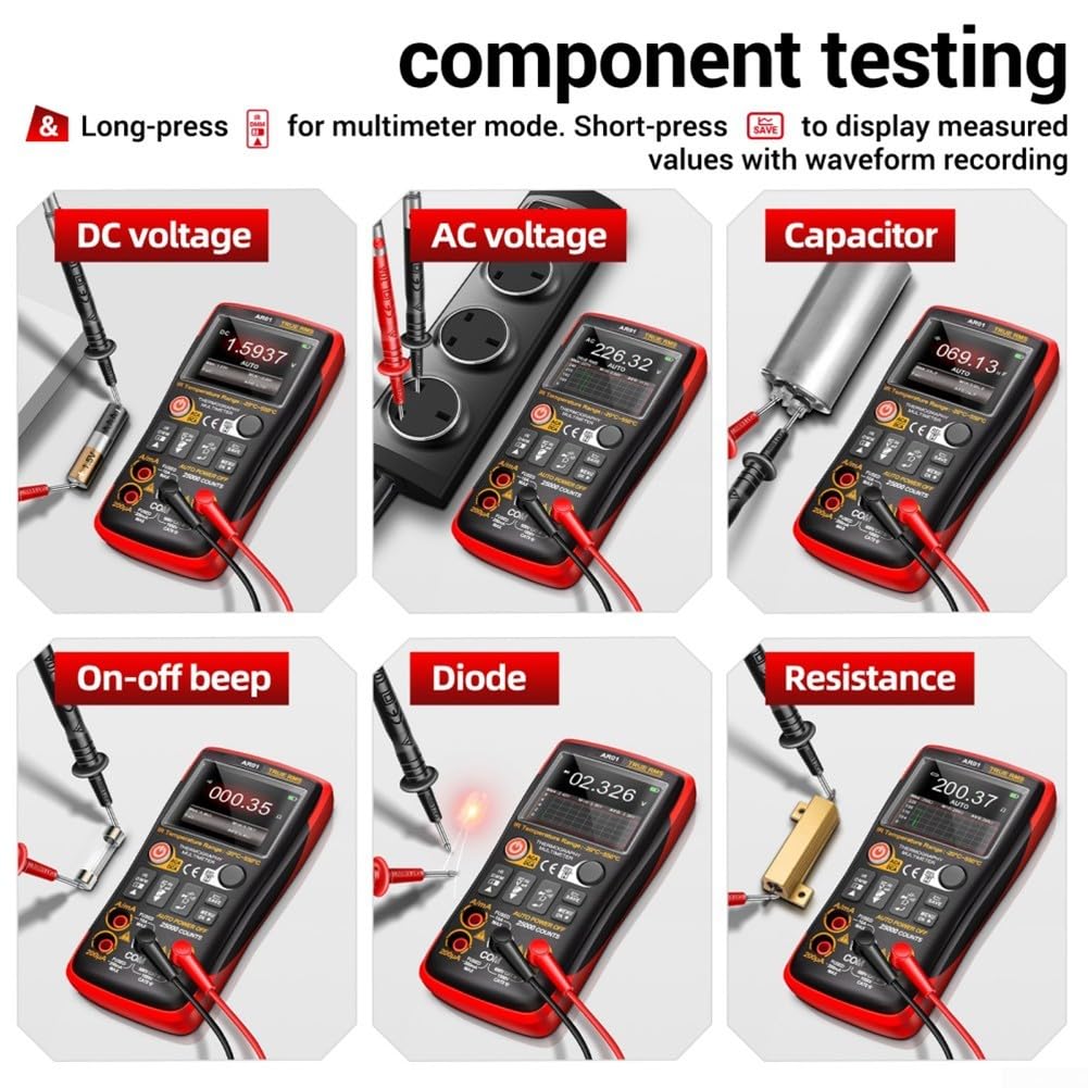 Multímetro digital de 25000 cuentas con cámara térmica 2 en 1, probador de voltaje de CA y CC para diagnóstico de circuito eléctrico, herramienta profesional de rango automático, negro, 14,9 cm