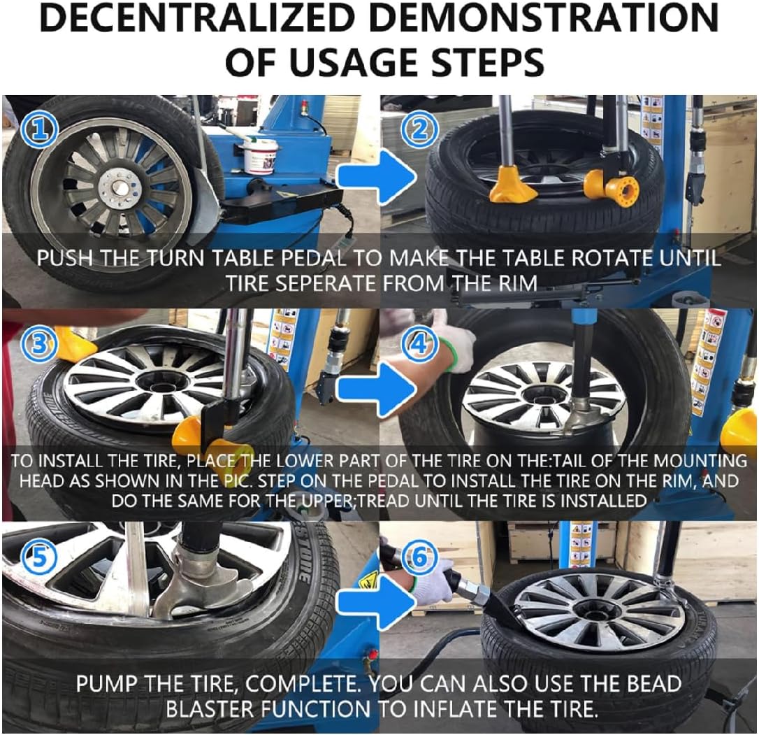 ME-T555 2.0HP Commercial Tire Changer Machine Dual Assist Arms Bead Blaster System 13"-28 Inch Rim Range 110V for Truck & SUV Tires