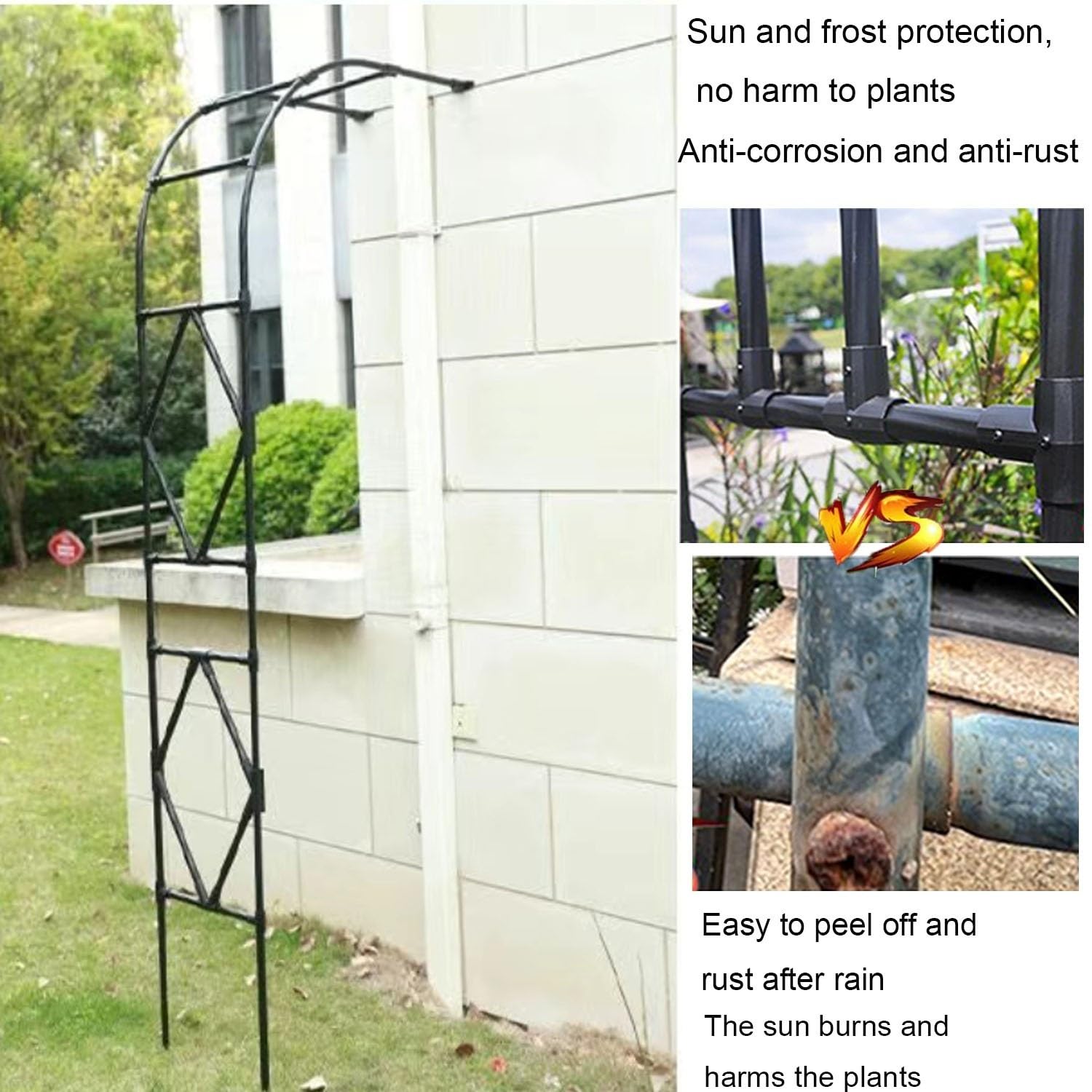 Metal Arceau à Rosiers Demi-côté, Arche de Jardin pour Plantes Grimpantes Conception Stable et Durable Treillis de Support Demi-Arc pour intérieur/extérieur Arche de Mariage décoration de fête(Black,3
