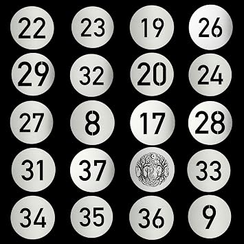 20Pcs Round Gobos Kit for Optical Snoot,66mm/2.6in Metal Plate Patterns Compatible with Godox BFP/BP-SE/OT1/OT1 Pro/Westcott,Custom Gobos Number Series for Birthday Shot/Tiktok etc