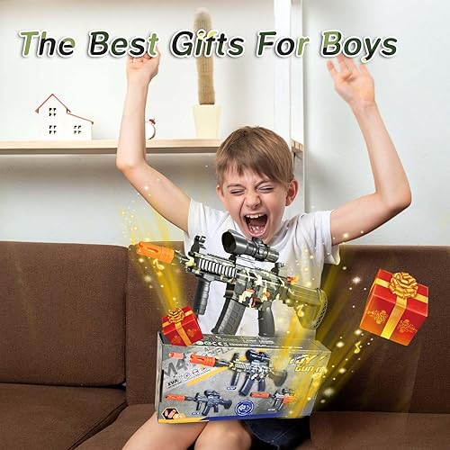 Miniatura 7 de Pistolas de juguete con automático y manual completo, pistola de espuma M416 para niños, rifle de francotirador realista con alcance, 60 dardos de