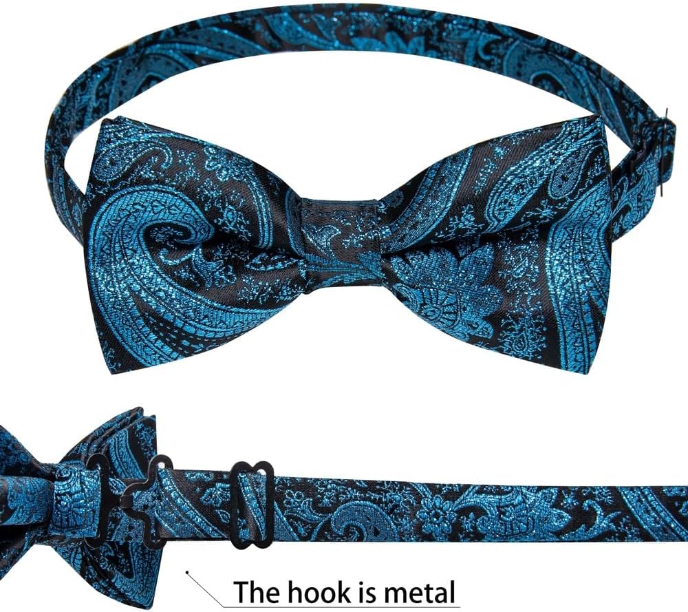 Men's Bow Ties Men Cravats Bowtie Handkerchief Cufflinks Set for Shirt Accessories Paisley Knots Wedding Party