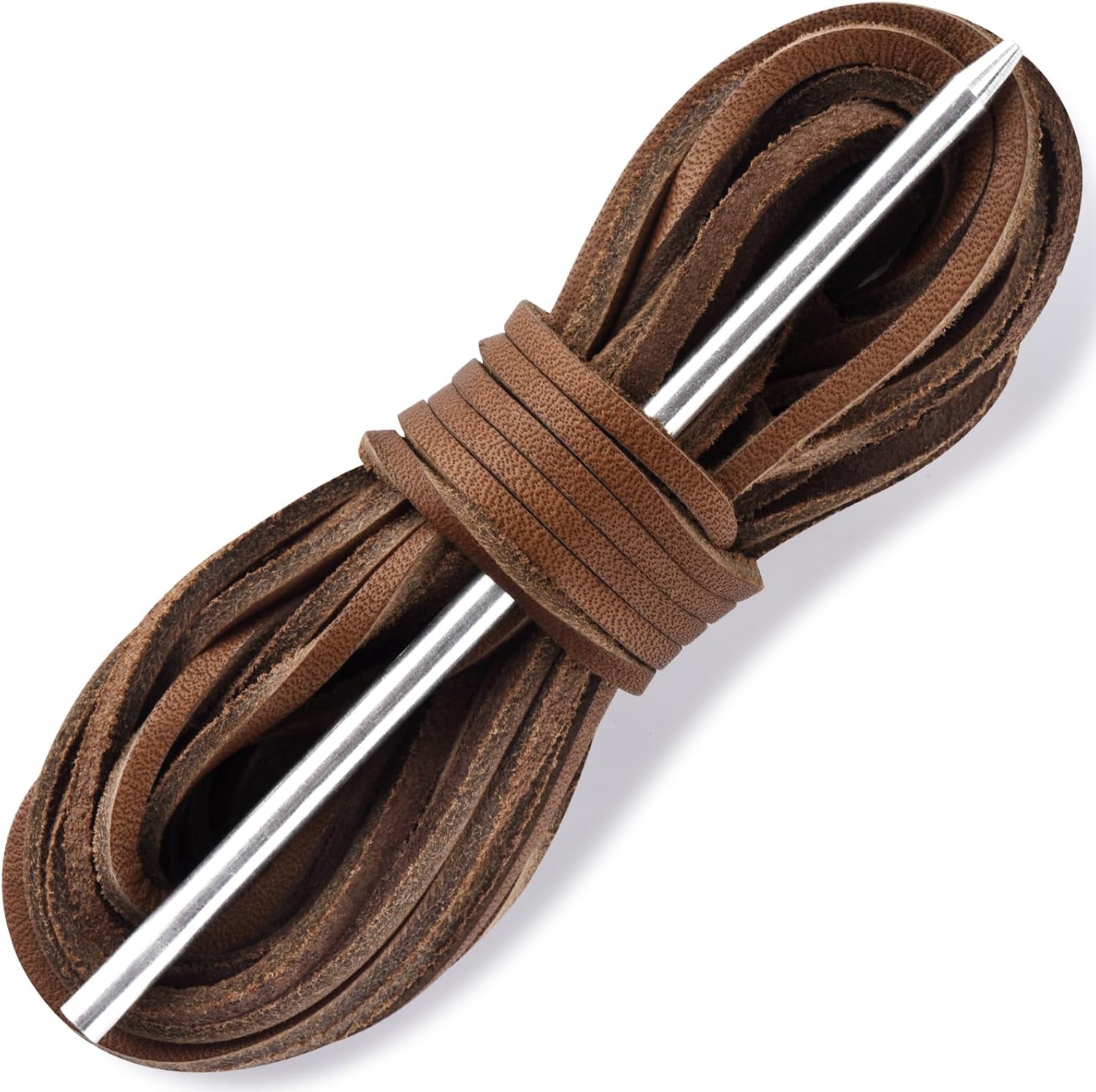 TeeLiy Leather Shoe Lacing Kit, Relace Kit for Handsew Shoes, 41-47 Inch Leather Shoelace for Boat shoes, 1 Needle & 2 Strips