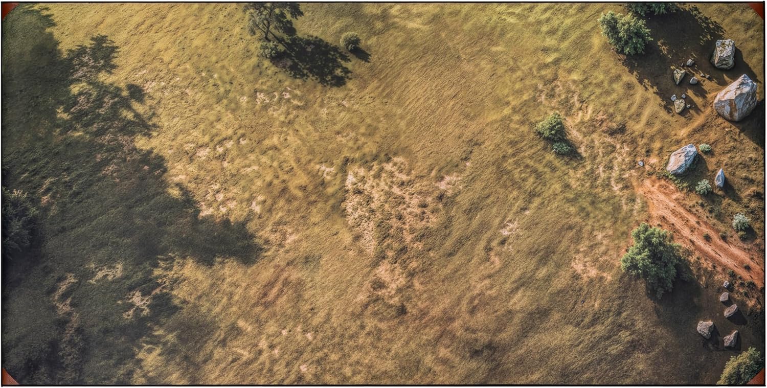 Foldable Battle Mat for Tabletop RPG 36x72 in, Dry Erase, Waterproof Grid Map Board with Terrain Artwork, Storage Bag Included Compatible with D&D, Pathfinder, Roleplaying Games (Green Plains Terrain)