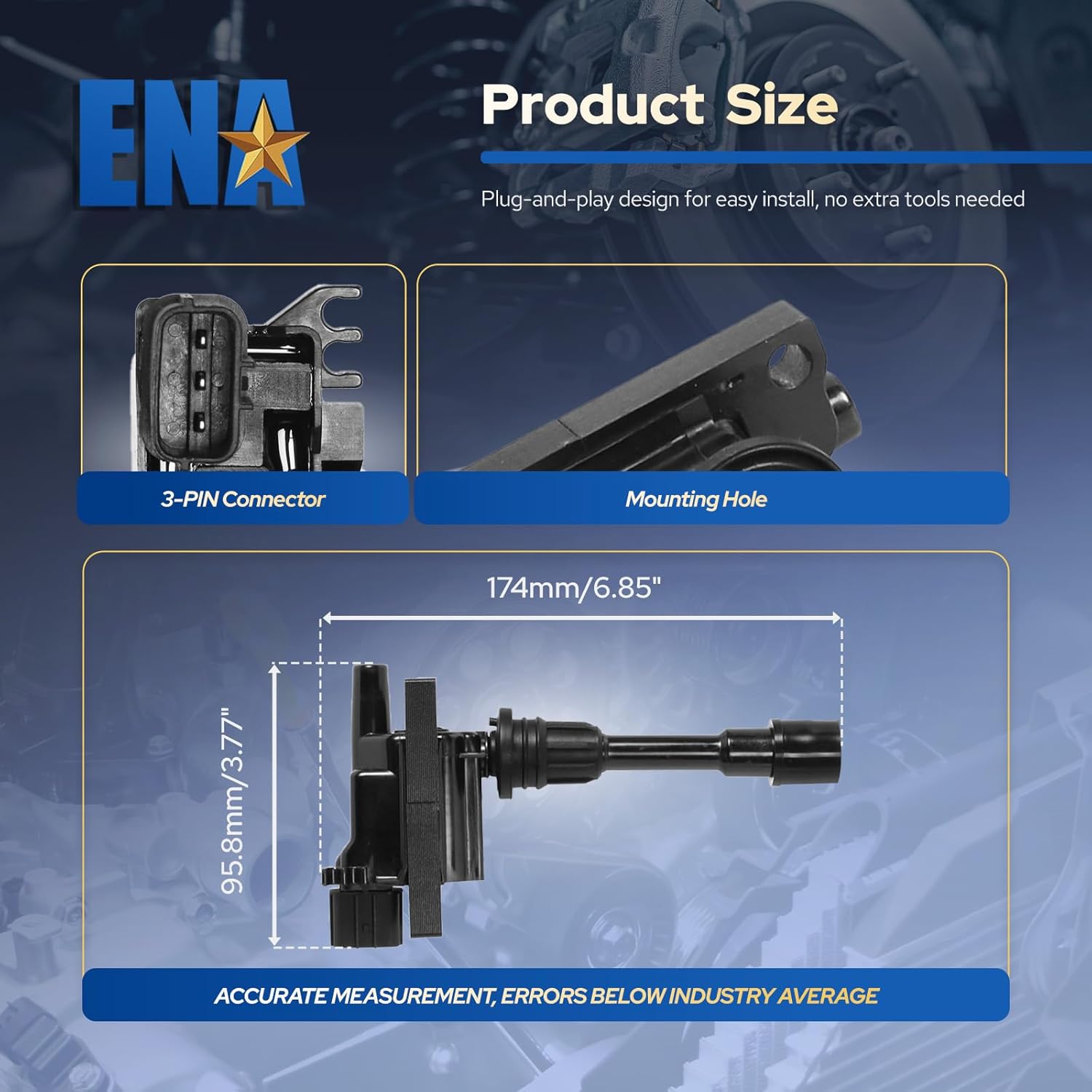 ENA Set of 2 Ignition Coil Pack 2.0L L4 Compatible with Mazda 2001 2002 2003 Protege, 02 03 Protege5 2.0 Coils Replacement for UF407 C1340 GN10301 5C1208 FFY118100