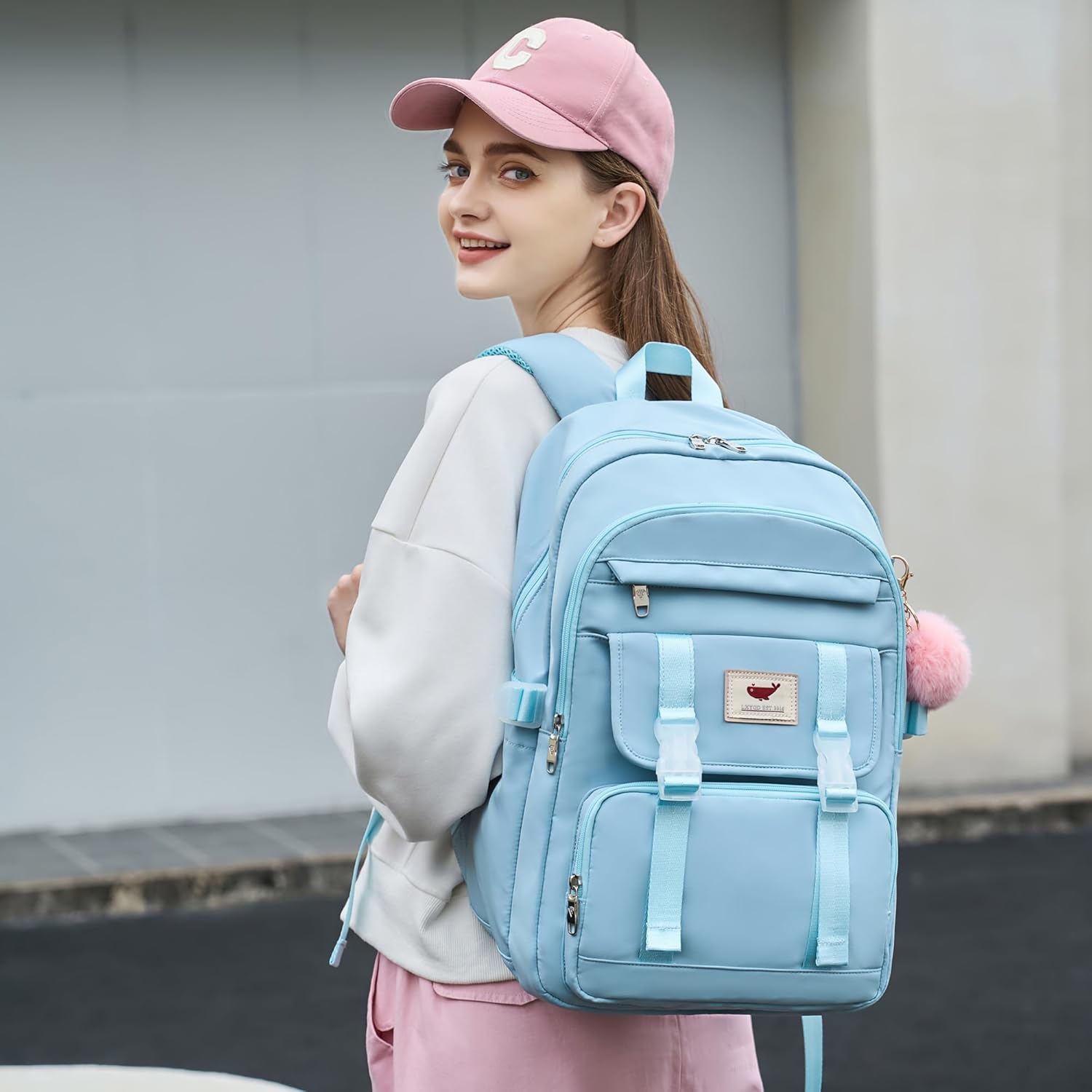 LXYGD 3 PCS Backpack for Teen Girls,Laptop Backpacks 15.6 Inch School Bag with Lunch Box Pencil Pouch Set for Students Aesthetic College Bookbag Travel Daypack(Blue) - Image 7