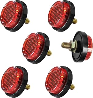6 Pieces Red Mini Reflector Tag Bolt Screws for Motorcycle License Plate Frame, M5 Screw Tag Bolt Round Reflective for Bike, motobikes, Trailers, Trucks, Boats, SUV's, RV's