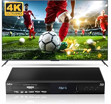 4K UHD Blu-ray Player for TV Projector Support Region A Blu Ray 3D 4K Discs DVDs Twin HDMI Output HDR10 Dolby Vision Dolby Atmos 4K Ultra HD Blu ray DVD Player BT.2020 Color Gamut