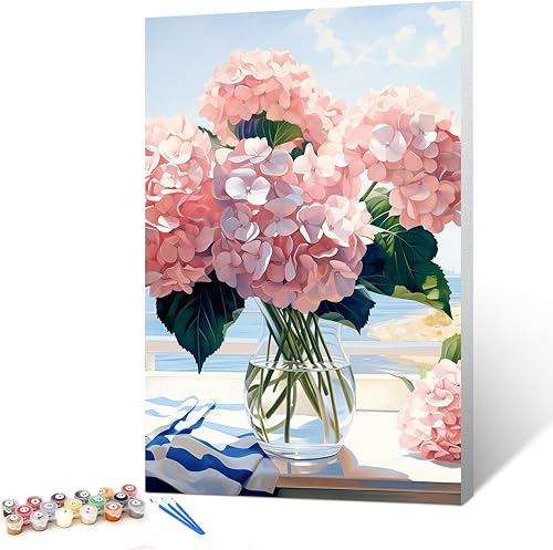 Vista 11 de Ginkko Kit de pintura por números para adultos, principiantes y niños de 8 a 12 años con marco de madera, fácil acrílico sobre lienzo de 9 x 12 9*12