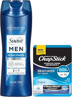 Suave Shampoo, 2-in-1 Ocean Charge + ChapStick Lip Balm, Original Lip Moisturizer, SPF15 Sun Protection
