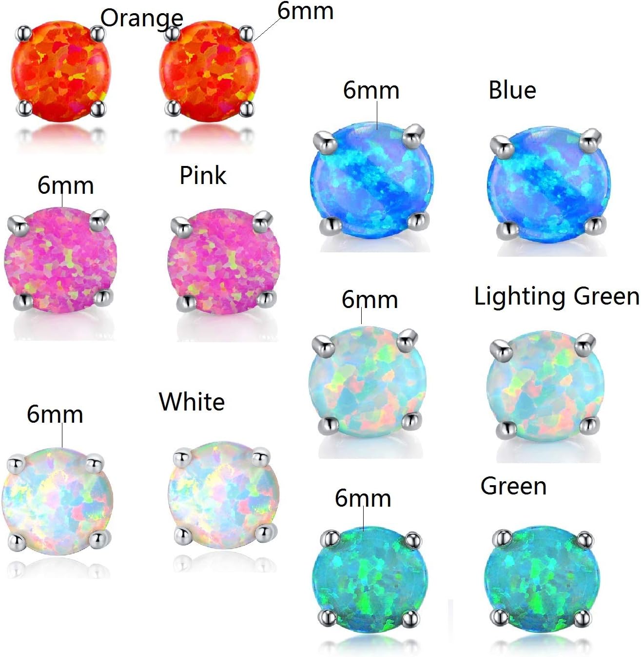 Stunning Rose Gold Plated Opal Studs, 18K Rose Gold Plated Opal Stud Earrings 6MM Round For Women - Image 2