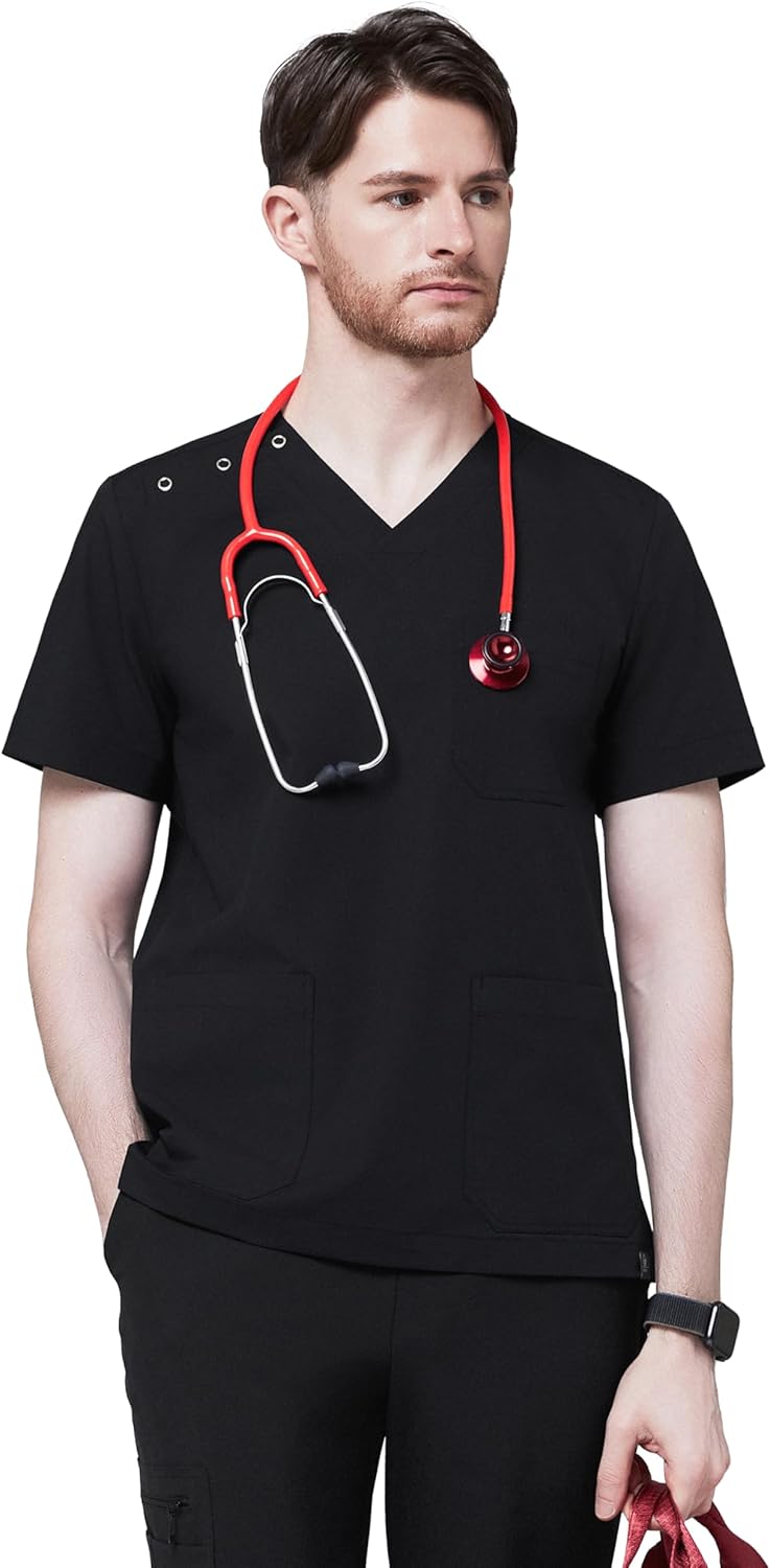 Men's Shoulder Button Scrub Top