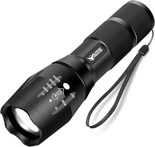 Linterna Vital Tac, Elite Tac Vitaltac Modelo 2025 Modelo Militar Táctica USA Batería LED Alta Lúmenes Grado Militar 2000 Lúmenes 5 Modos Zoom, SOS,