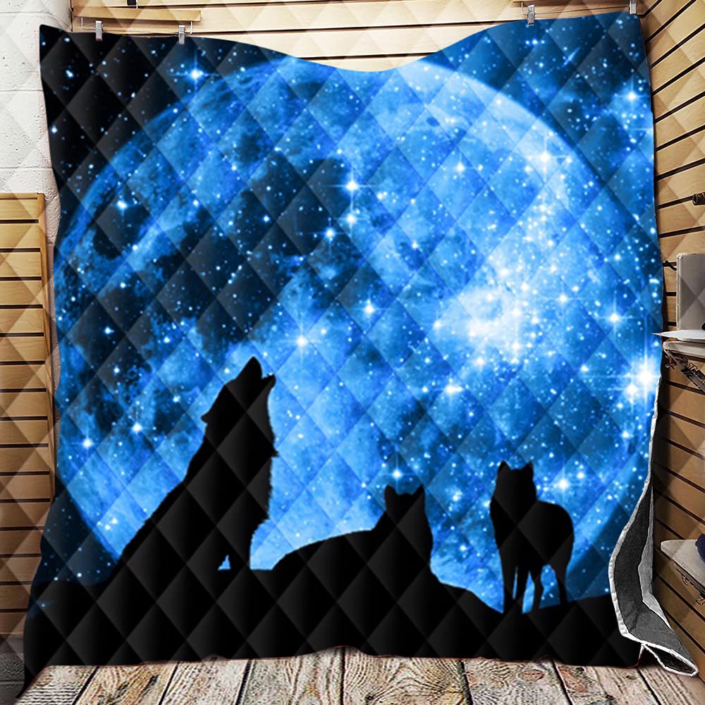 Couvre-lit loup 3D dessus de lit matelassé en microfibre premium