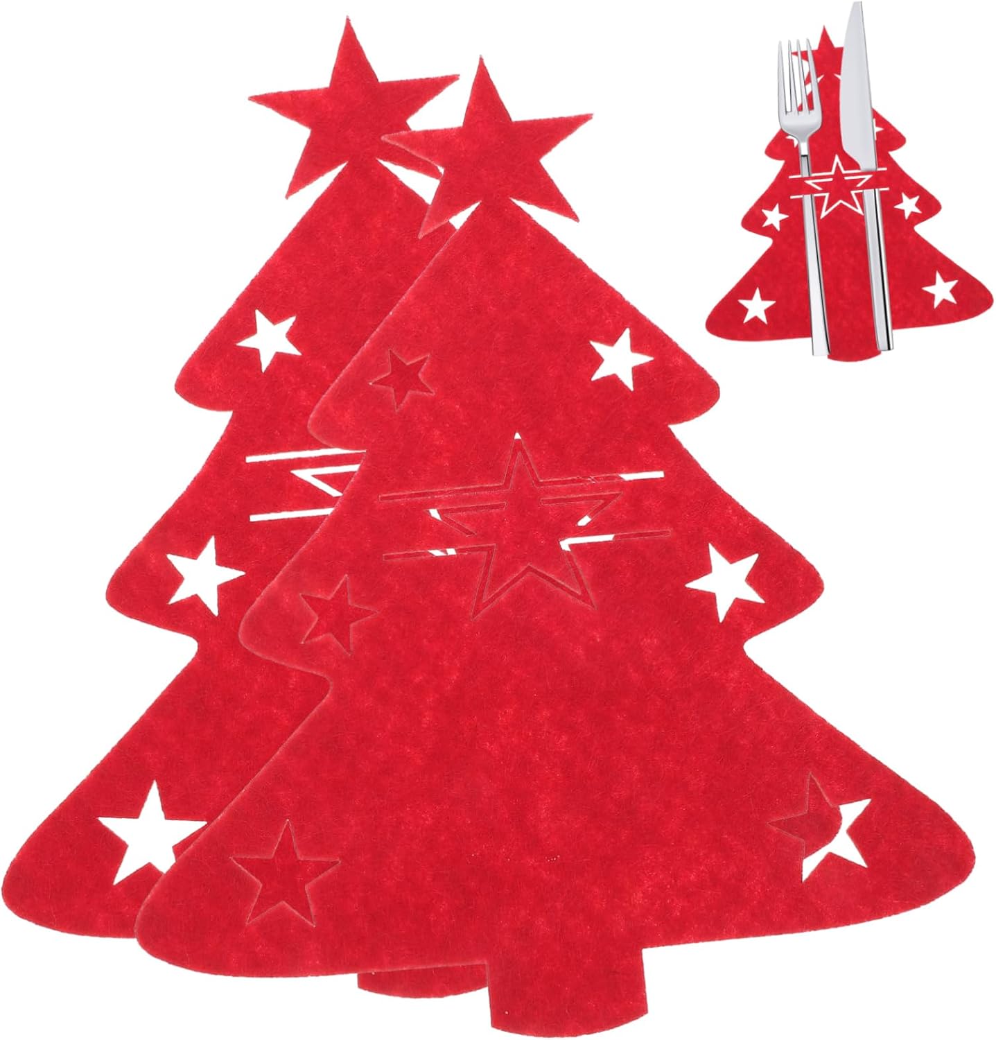 Garneck 12pcs Christmas Tree Cutlery Holder Festive Table Decor for Forks and Knives Practical Xmas Dining Accessory for Home and Restaurant
