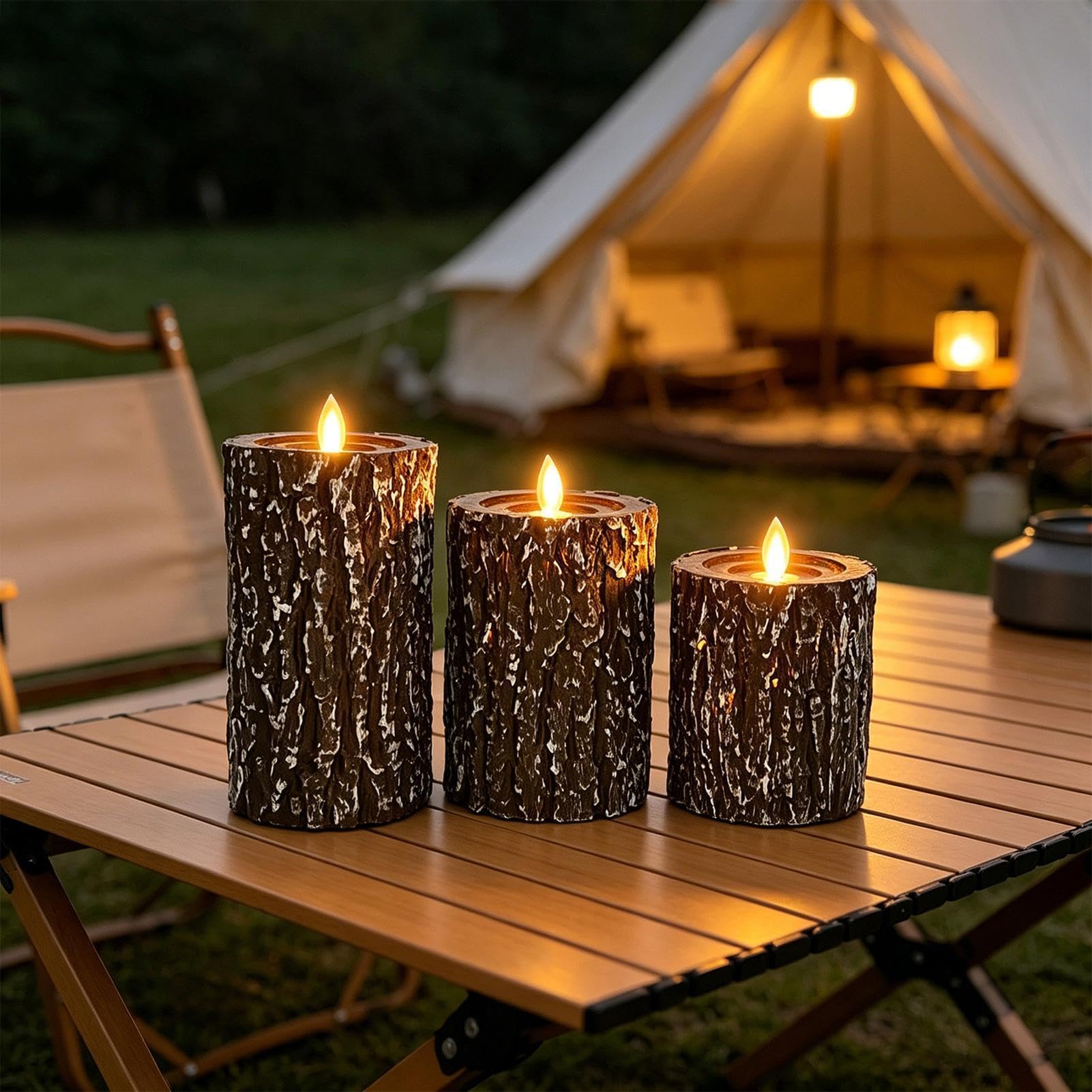 a Batteria Effetto Fiamma 3 Pezzi Finti Candelabri LED Decorativi a Ceppo | a Pila Per interni esterni casa finestra matrimonio festa proposta doccia
