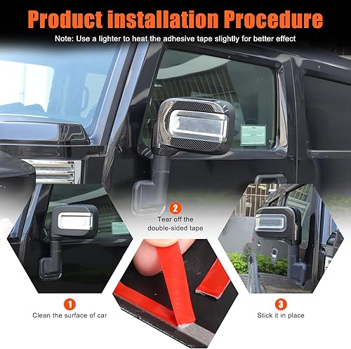 Vista 12 de Cubierta de espejo retrovisor ABS protector de espejo lateral decoración exterior compatible con Hummer H2 2003 2004 2005 2006 2007 2008 2009