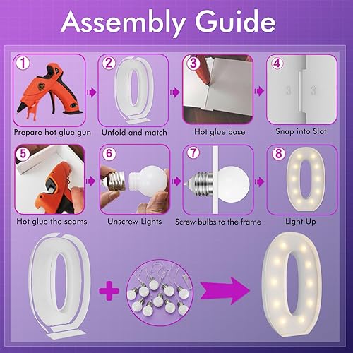 Vista 70 de Marco de números iluminados de 4 pies precortado, números de marquesina gigante, números 7, números de mosaico para globos, decoraciones de Número