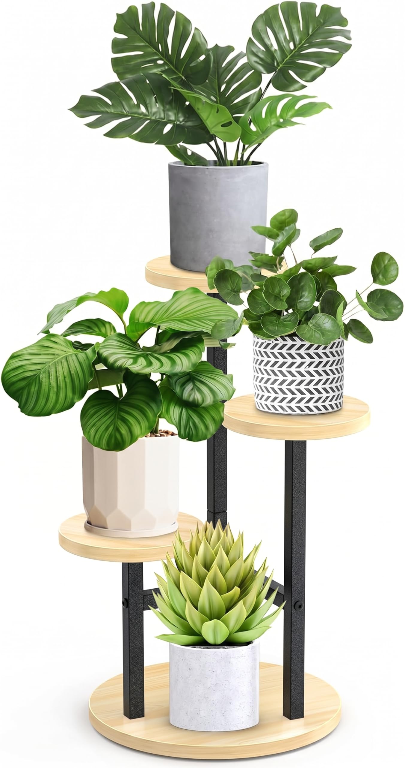 Support de fleurs en métal moderne et étagère d'angle en bois