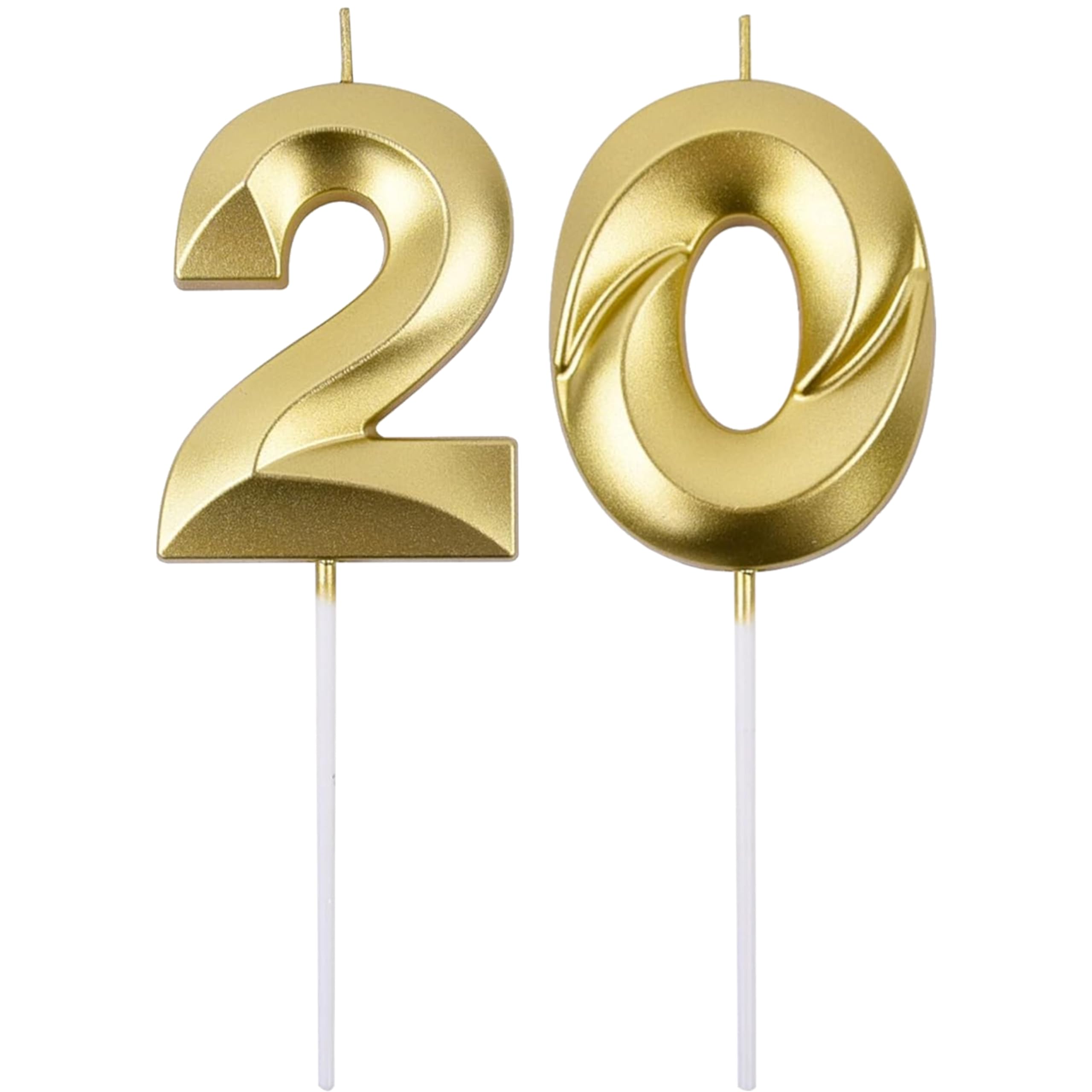 Gold Number 21 Birthday Candle Set - Elegant Cake Decoration -29