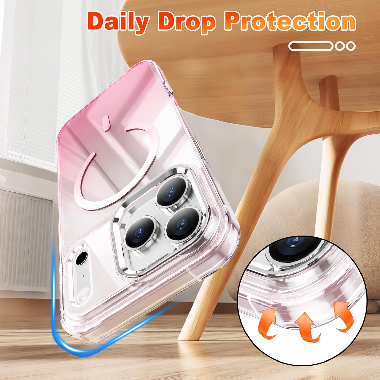 MATEPROX Gradient Clear Compatible with iPhone 17 Pro Max Case[2025], Magnetic Never Yellow Transparent Protective Cover 6.9'' Compatible with MagSafe with Screen Protector-Pink - Image 2