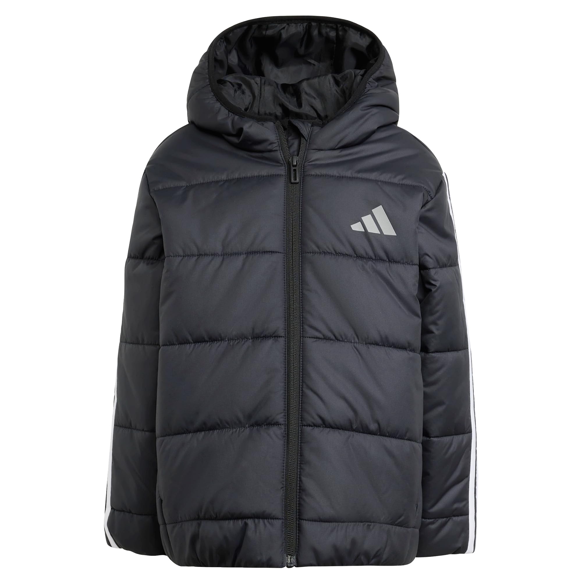 Adidas  Kids Black Kids' Essentials 3-Stripes Water-Repellent Long Sleeve Puffer Jacket in Size 6 - 7 Years, Sports Direct