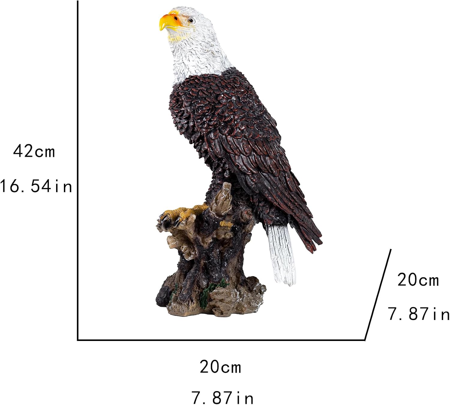 16.54 Inch Tall Decorative Bald Eagle Statue,Pacific Giftware American Eald Eagle Perching on Tree Branch Resin Figurine Statue