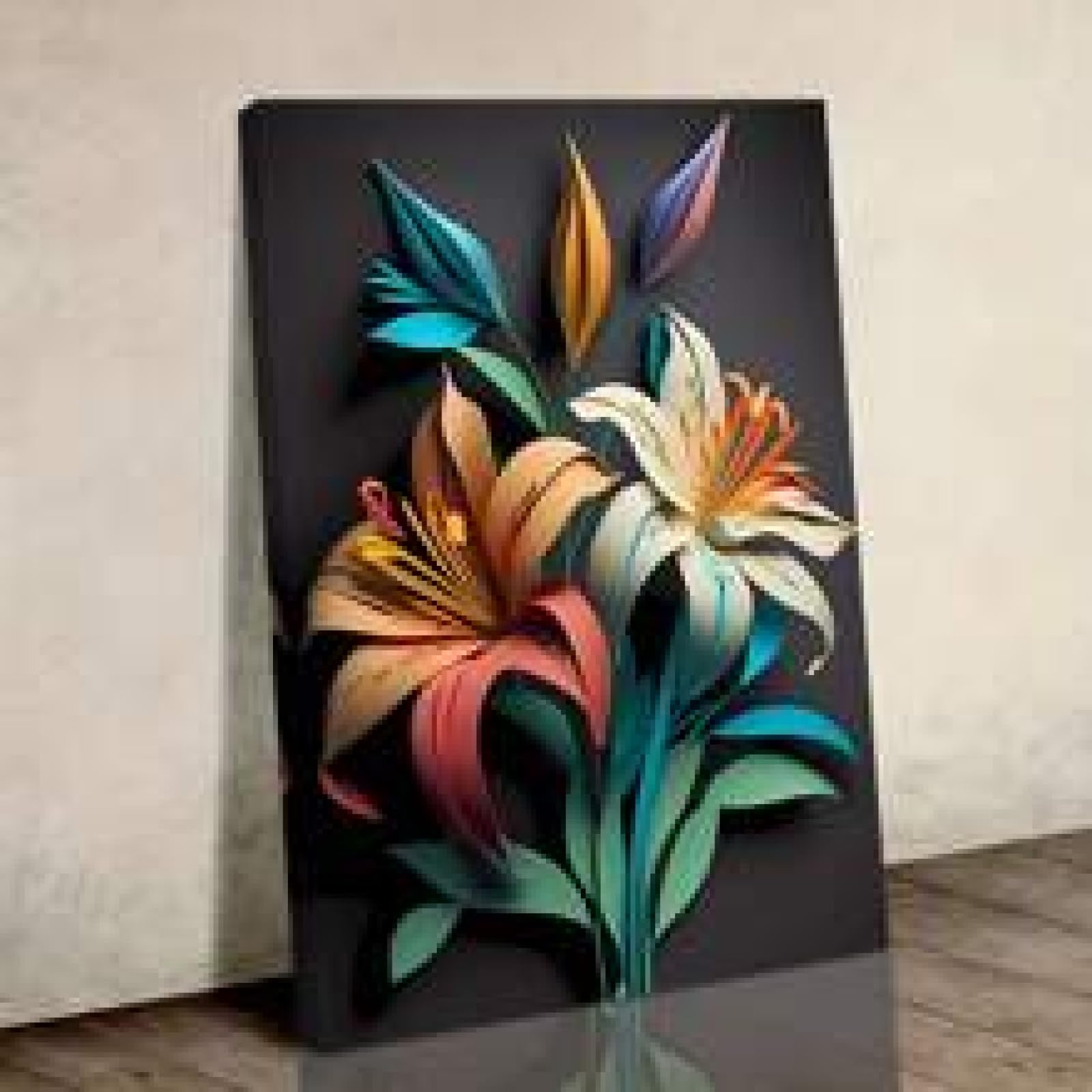 Affiche d'art mural fleurs colorées déco restaurant moderne 80x120 - 7