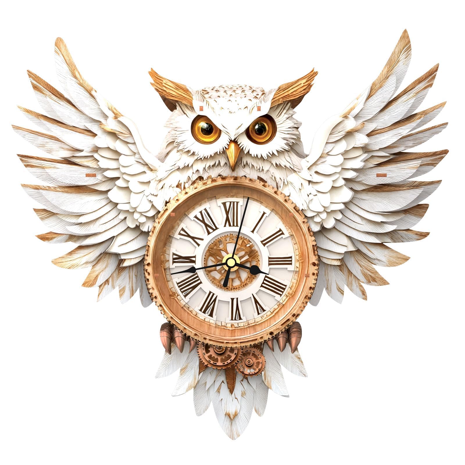 Lilcubics 3D Wooden Puzzles for Adults Snowy Owl Wall Clock Kit, Model Kits to Build, DIY Puzzle Owl Gifts