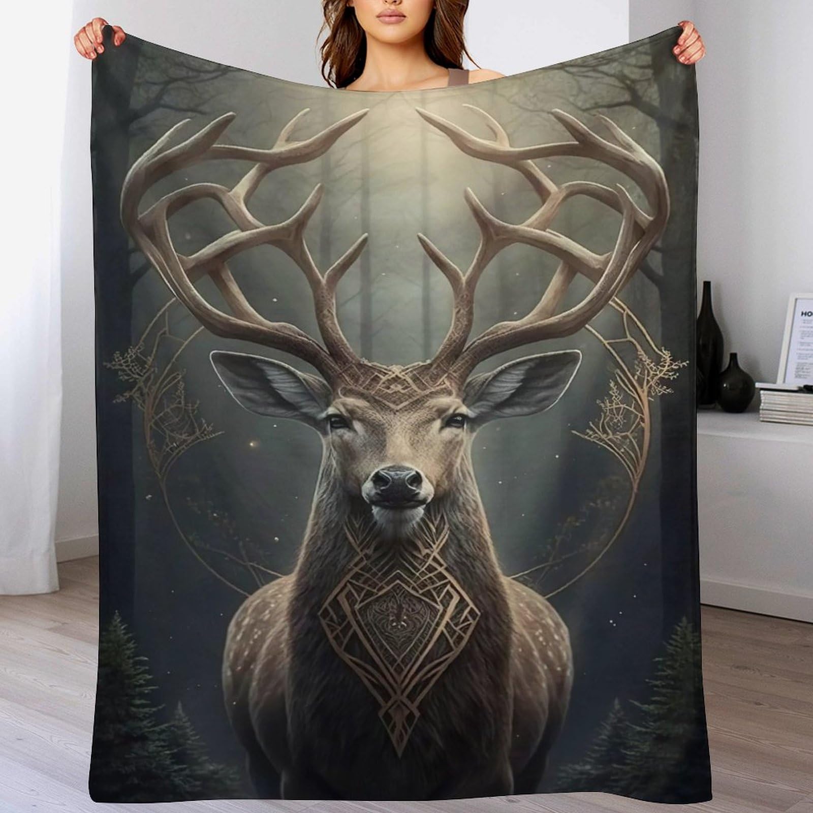 Couverture cerf en flannel, idée cadeau idéale pour lit ou soirée canapé