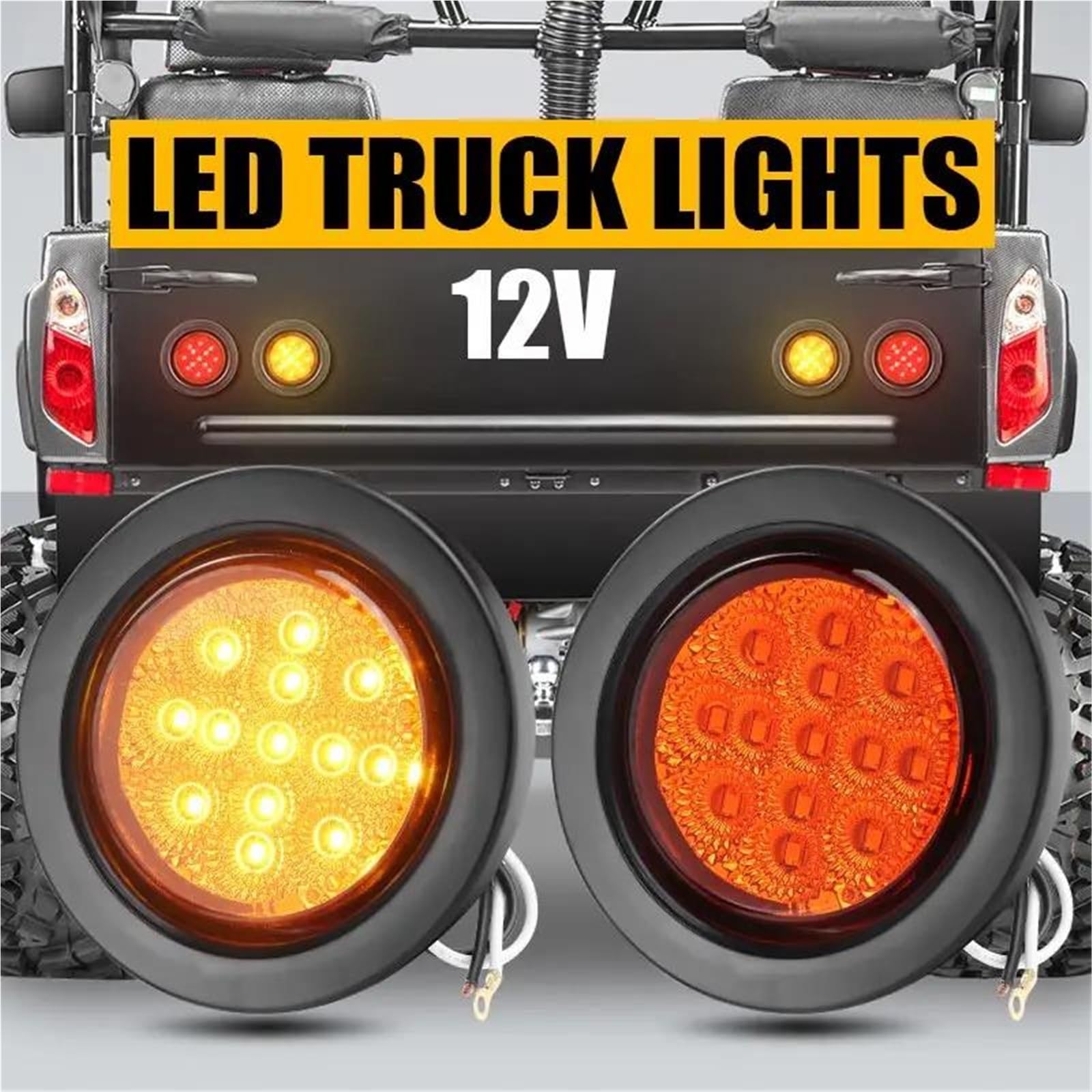 Luces Direccionales Luz Trasera Redonda 14 LED, 2,5 Pulgadas, Intermitente, Freno, Marcha Atrás, Para Coche, Camión, Remolque, Autobús Indicador Retrovisor(2pcs Yellow)