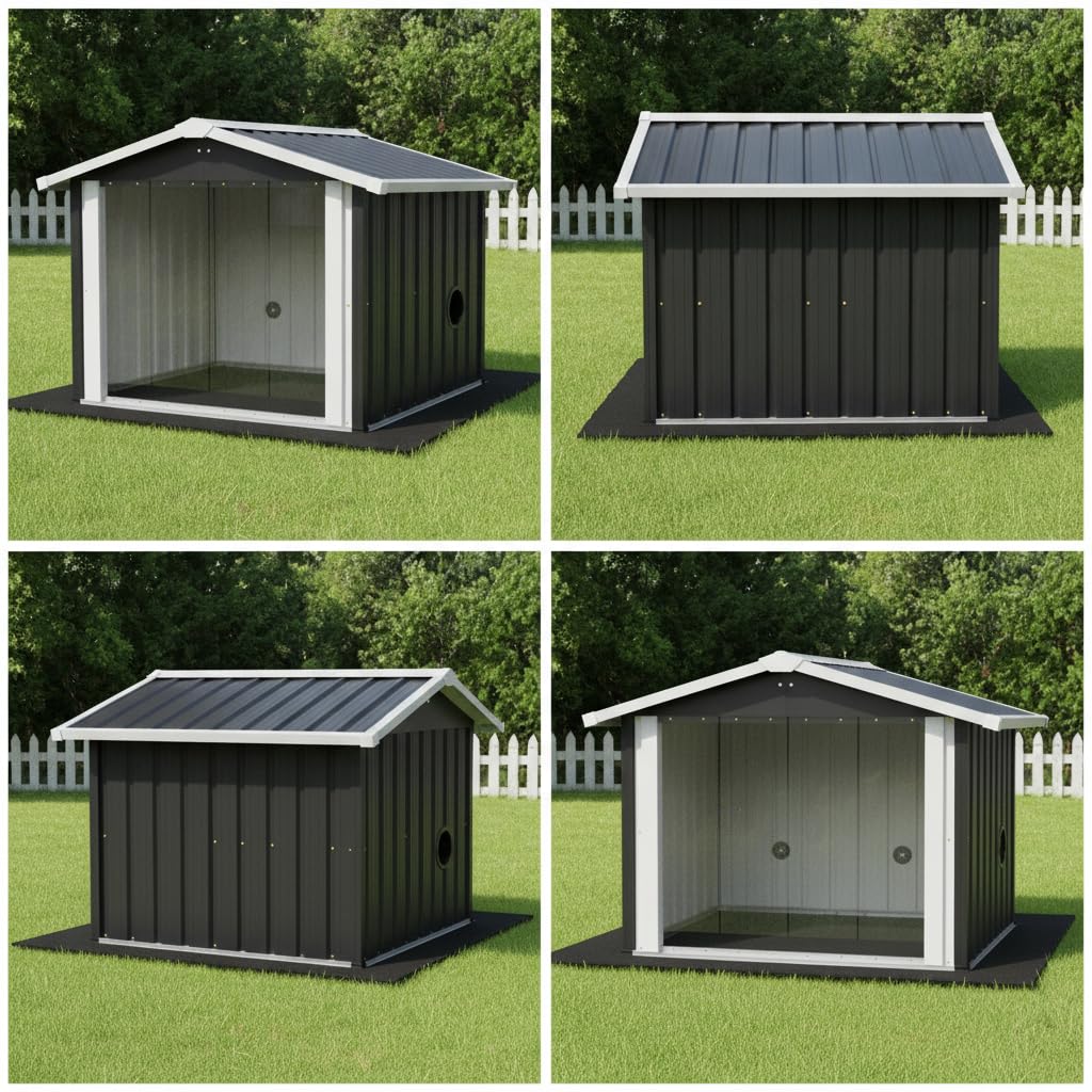 Caseta para perros XXL para exteriores, 102 cm, impermeable, protección UV, ventilación, color gris | Caseta XXL resistente al agua: sin remojo, sin tambalearse. Confort seco, protección UV, duradero, calidad estable.