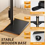 5Rcom Swivel TV Floor Stand with Power Outlet for 32-60 inch TVs, Height Adjustable Entertainment Center with Media Shelf, Holds 88 lbs for Living Room & Bedroom, Black