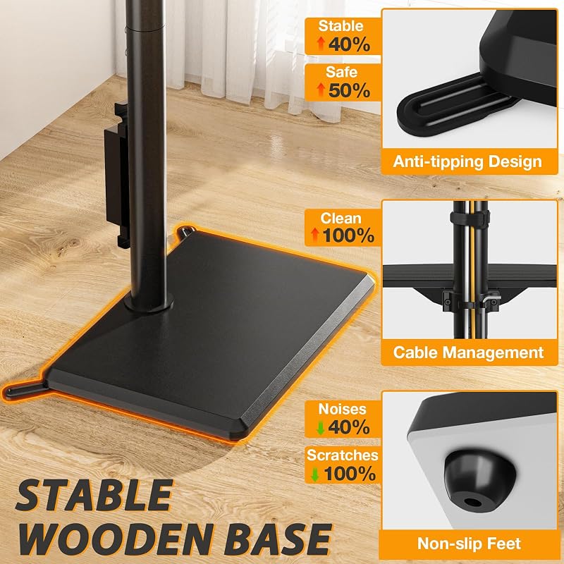TVON Floor TV Stand with Power Outlet for 32-70 inch TV up to 88 lbs image 6