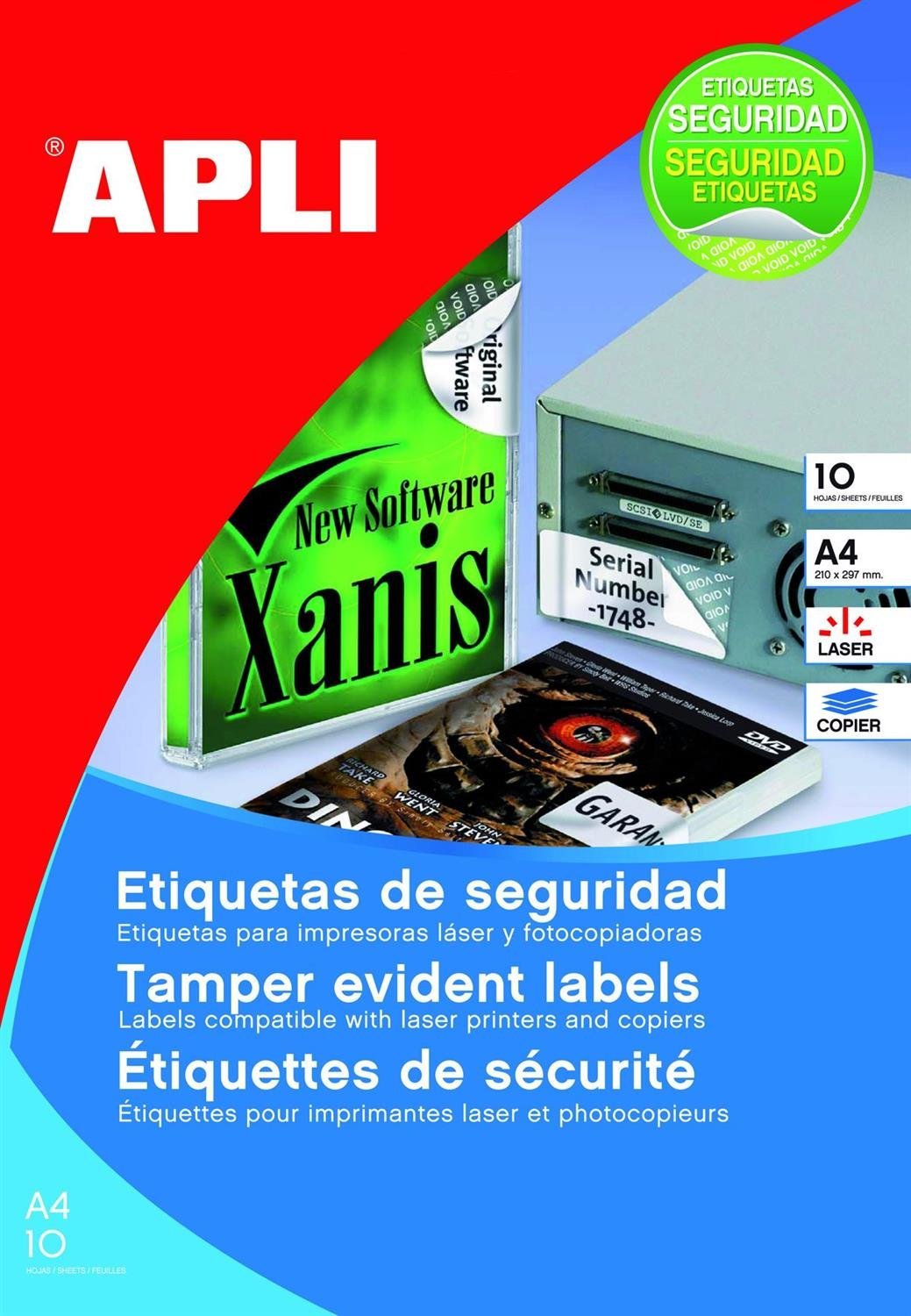 APLI 011271 240 Security Labels Laser/Copier, 40 mm, White