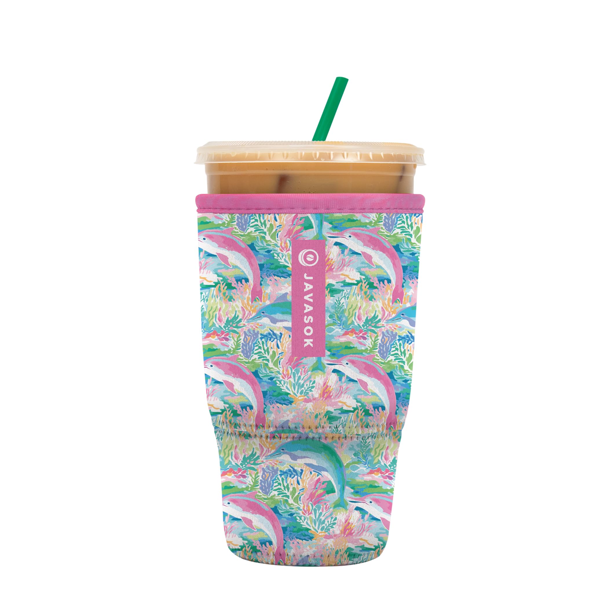 Sok It JavaSok Iced Coffee &amp; Cold Soda Insulated Neoprene Cup Sleeve (Dolphin Cove, Large: 30-32oz)